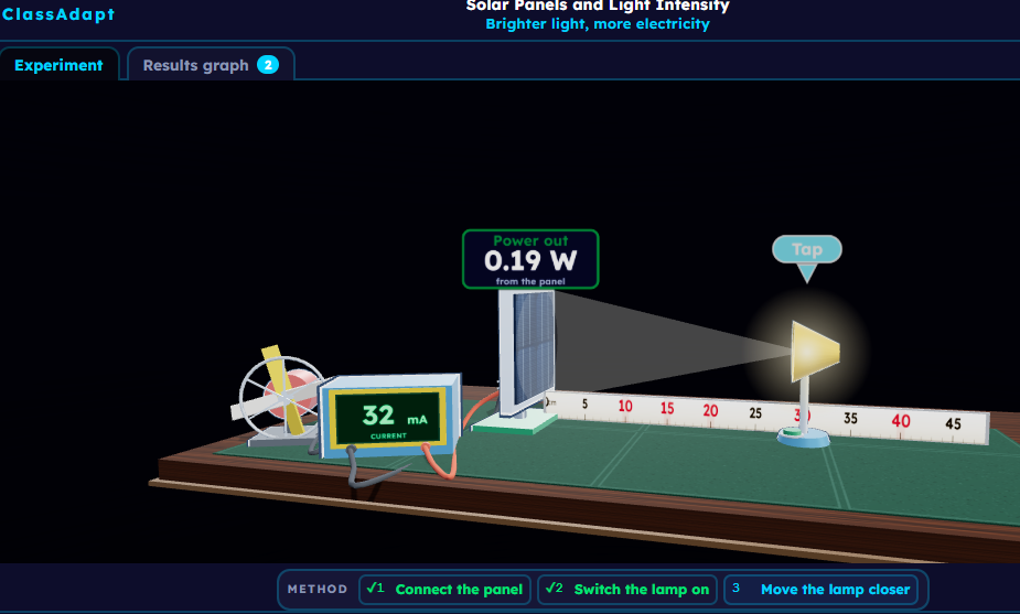 Solar panel and Light intensity simulation from ClassAdapt, United Kingdom